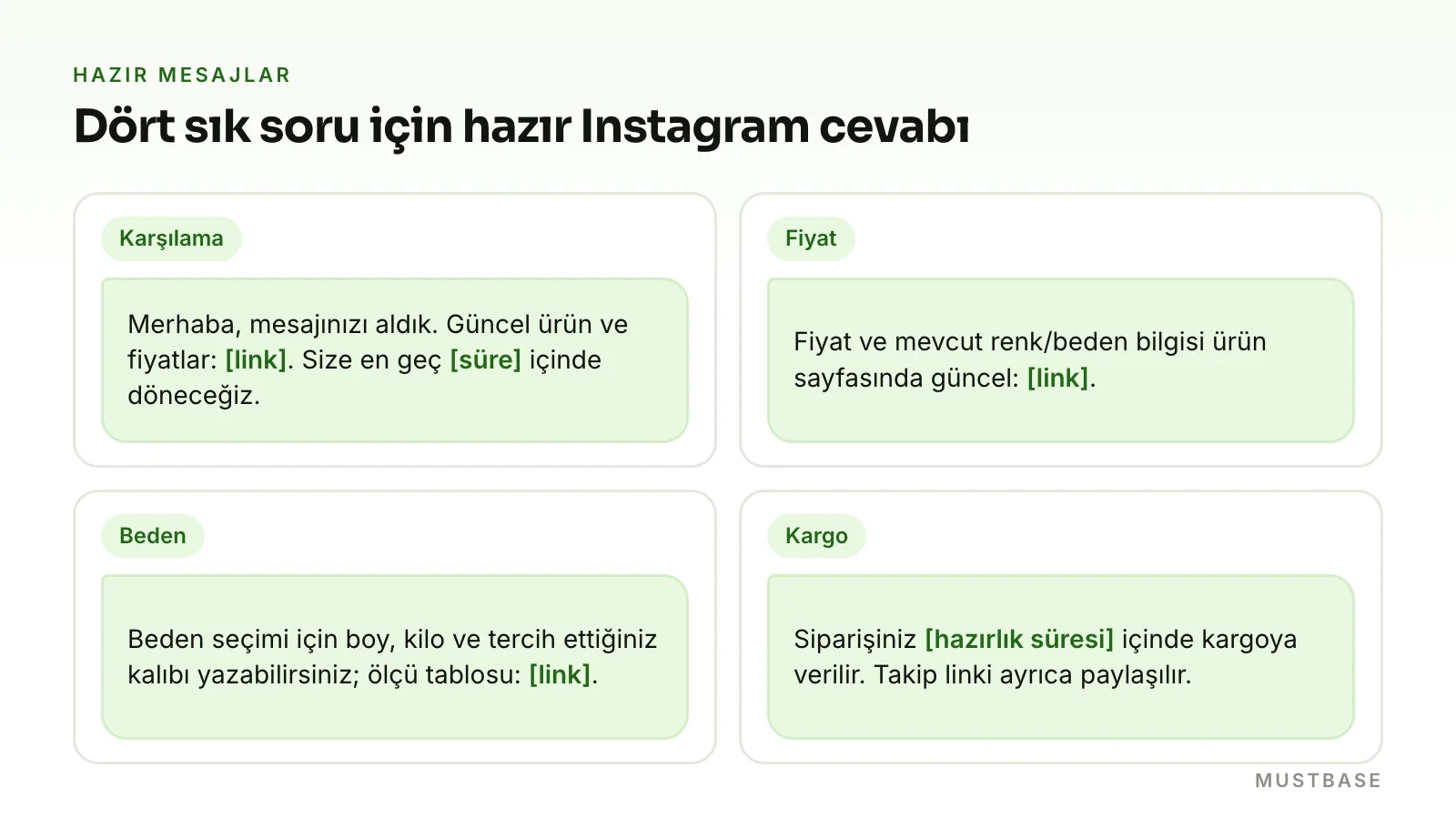Instagram otomatik mesaj örnekleri